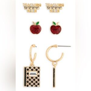 Set of 3 Teachers Rule Earrings